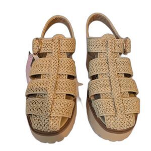 Wild Fable Women's Elide Raffia Fisherman Platform Heels Tan Size 11 NWT